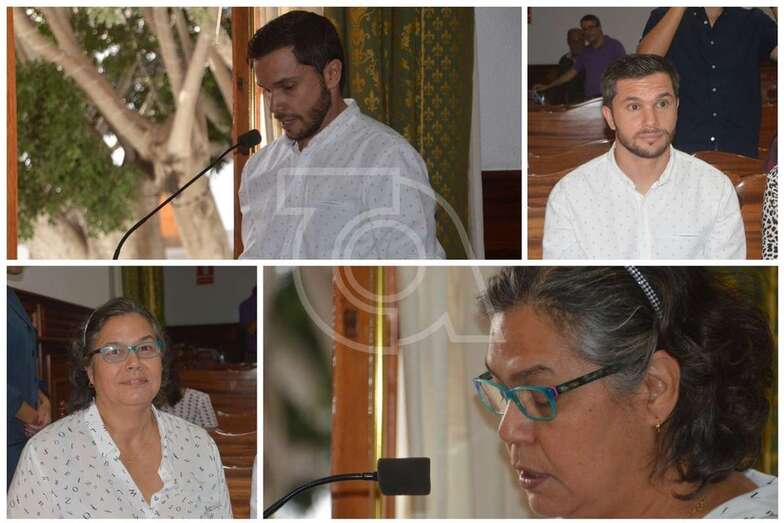 Marcos Yánez y Mirna Batista durante la lectura de los manifiestos (Foto TA)